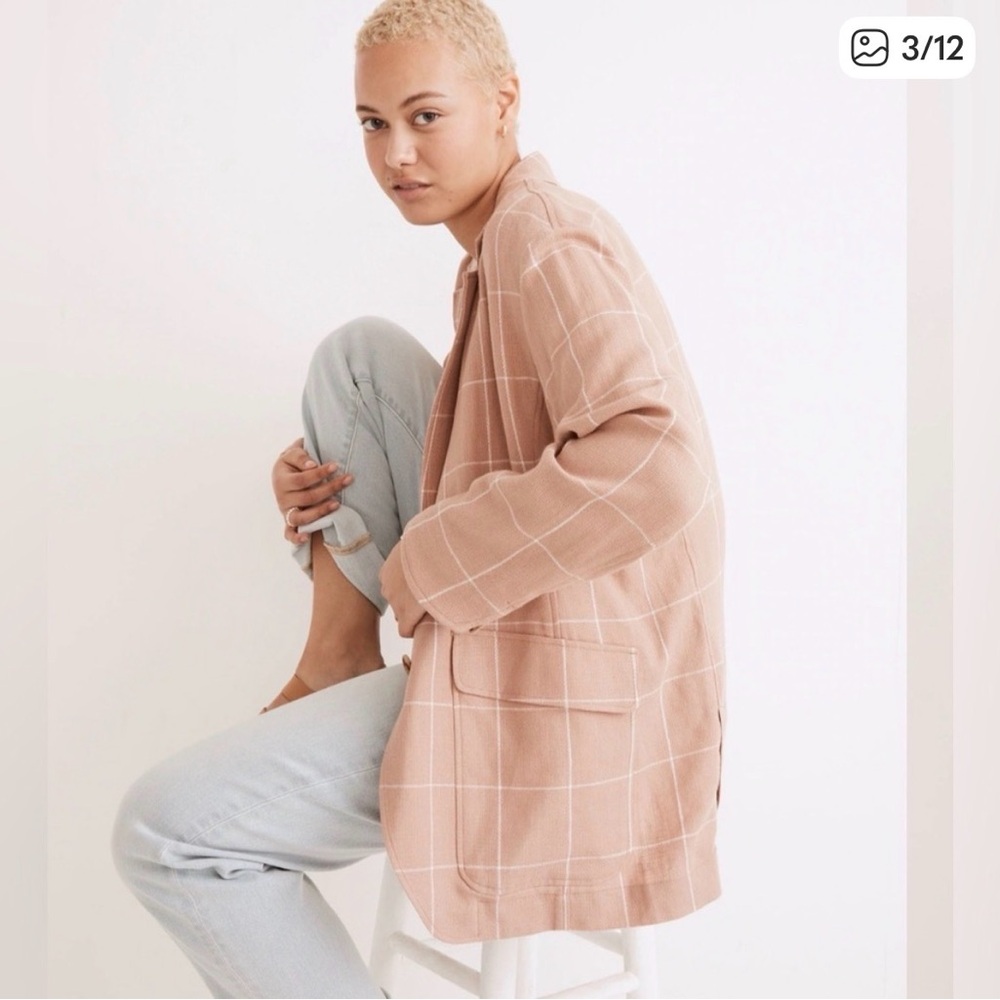 Madewell Pink Checkered Blazer